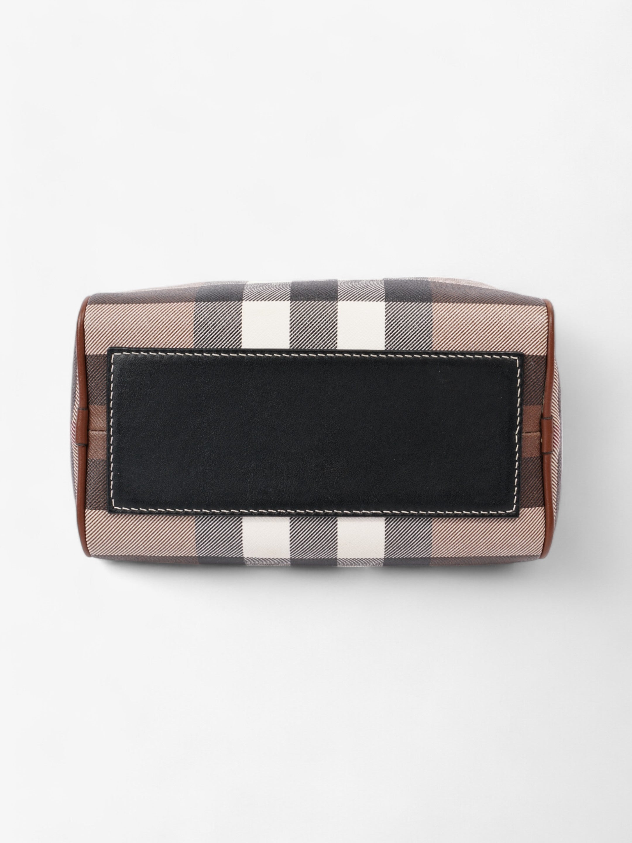 Burberry Mini Bowling Bag Brown / White  / Black Coated Canvas
