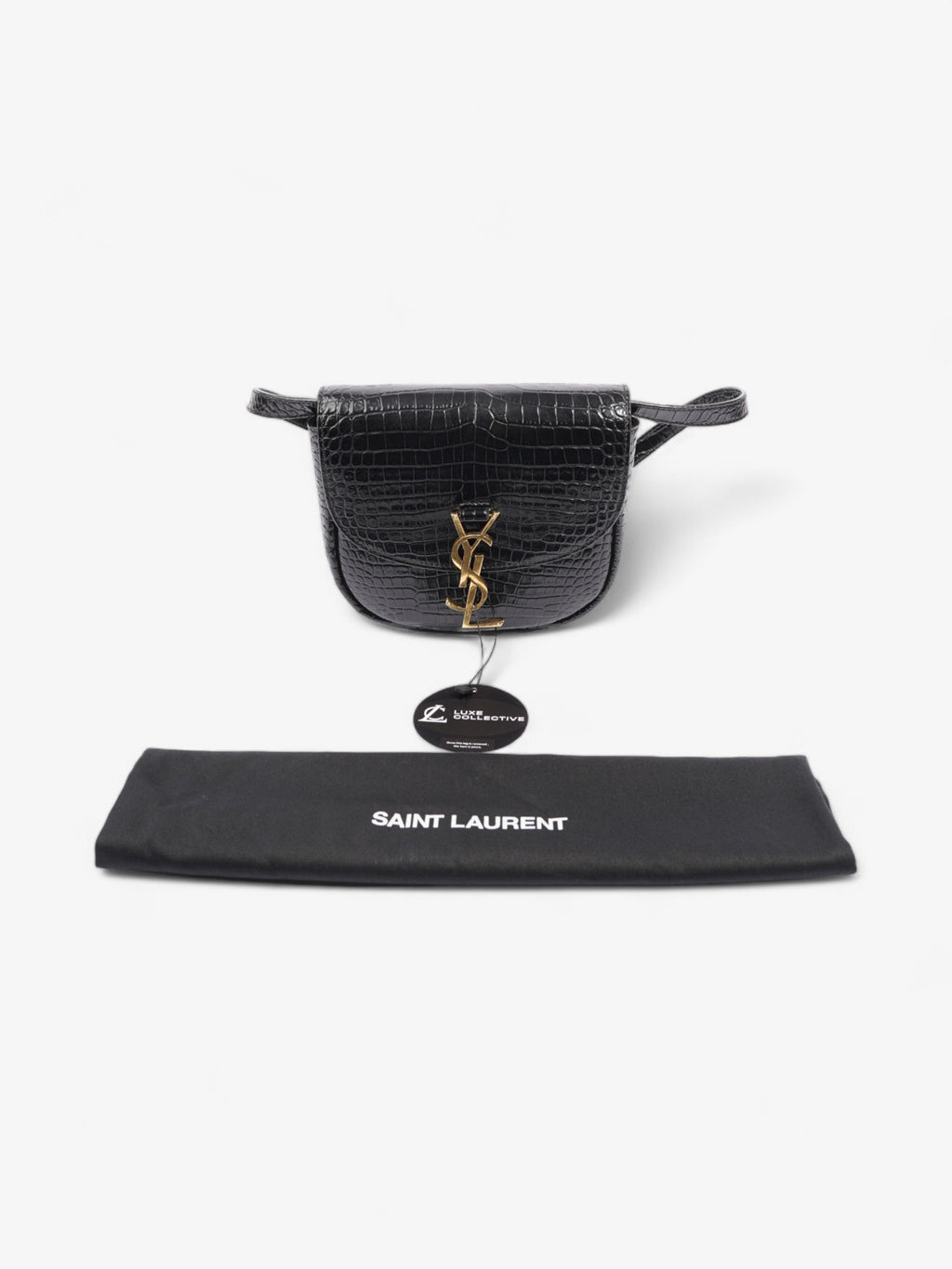 Saint Laurent Kaia Shoulder Bag Black Embossed Leather Small