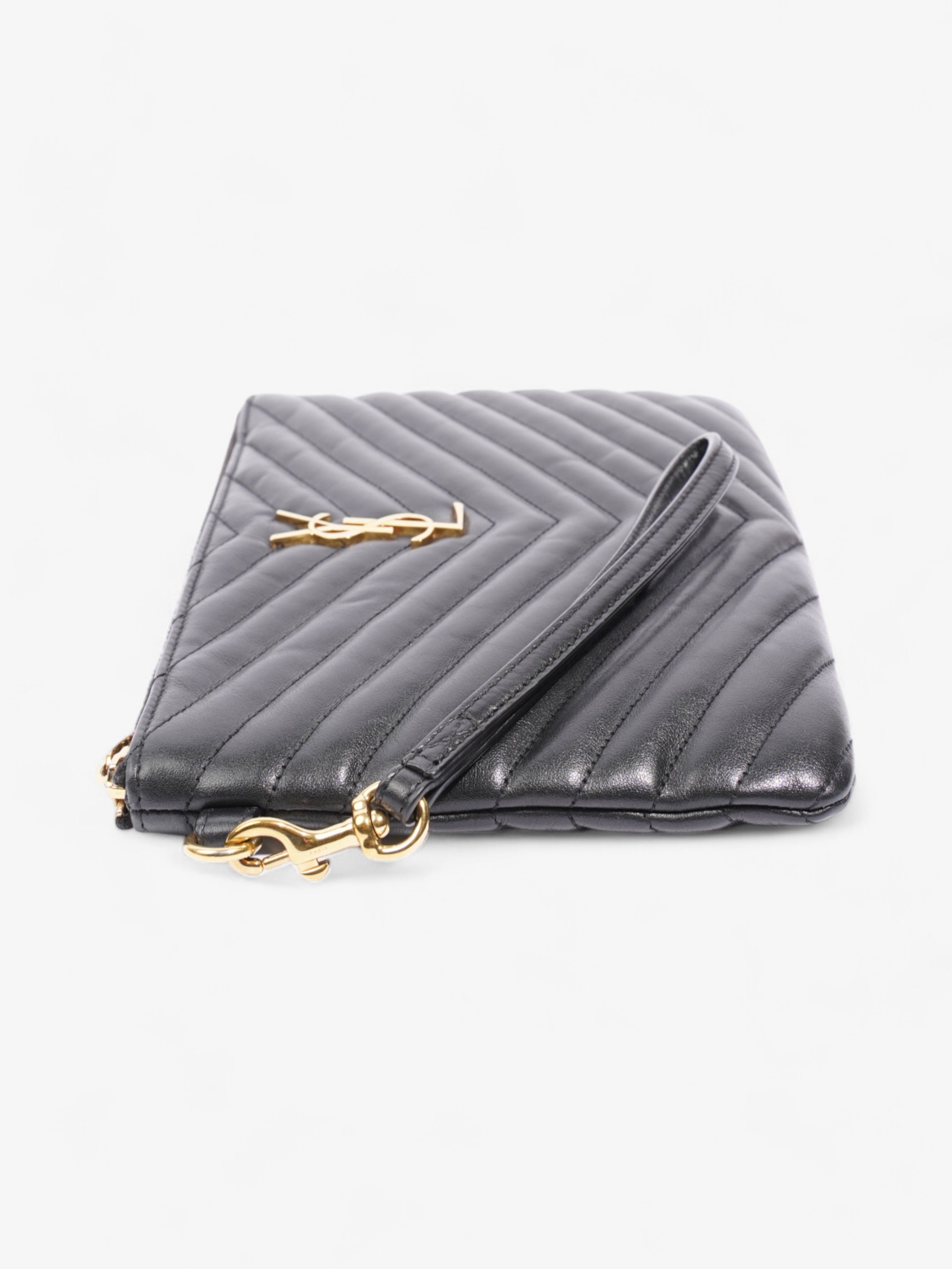 Saint Laurent Monogram Wristlet Black Leather