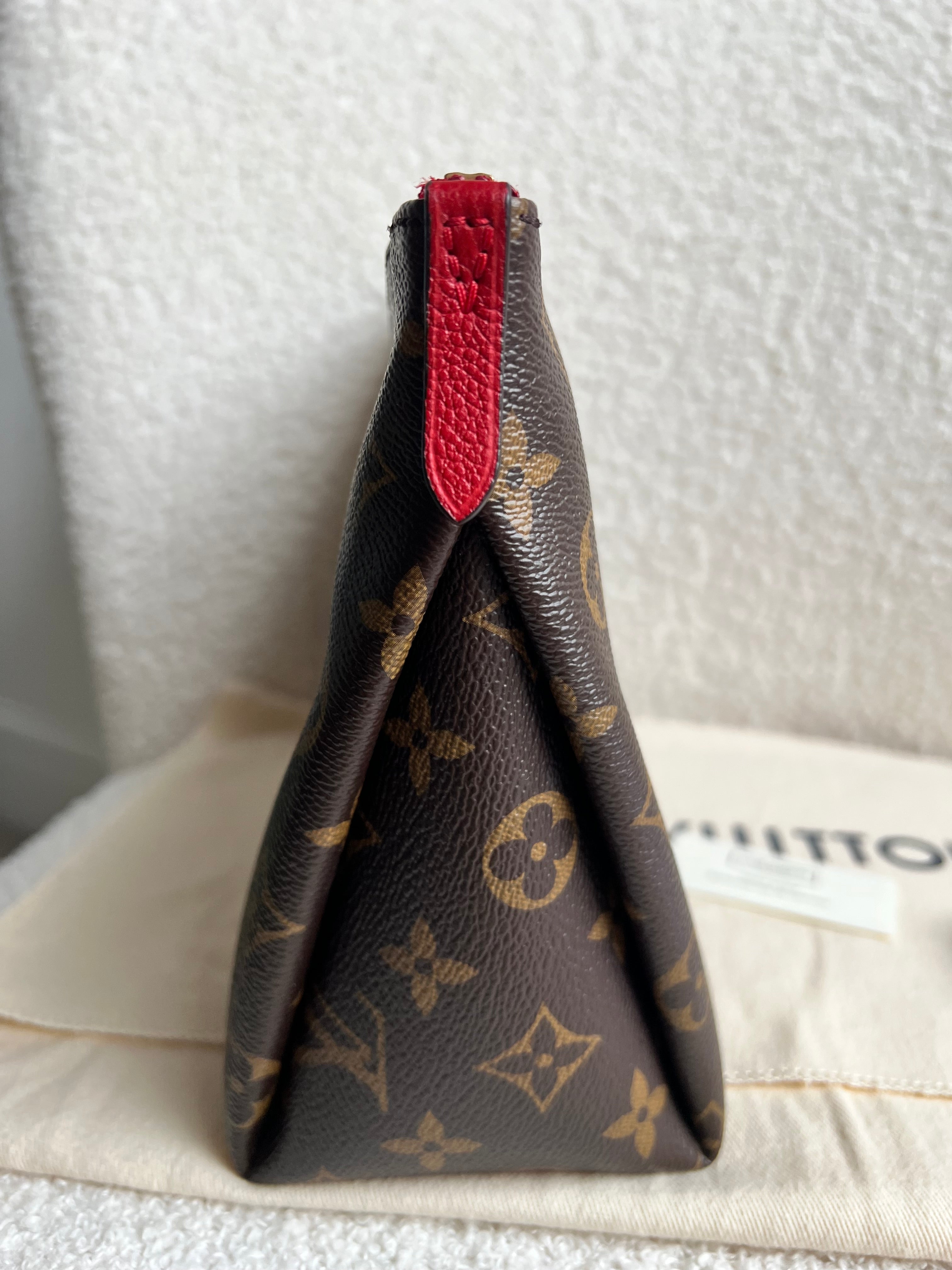 Louis Vuitton Red and Monogram Pallas Trousse Cosmetic Pouch