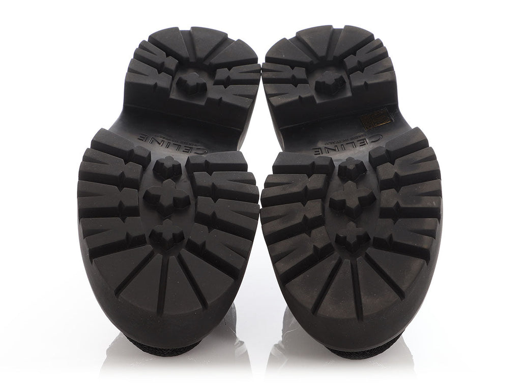 Celine Black Sequin Lug-Sole Derby Shoes