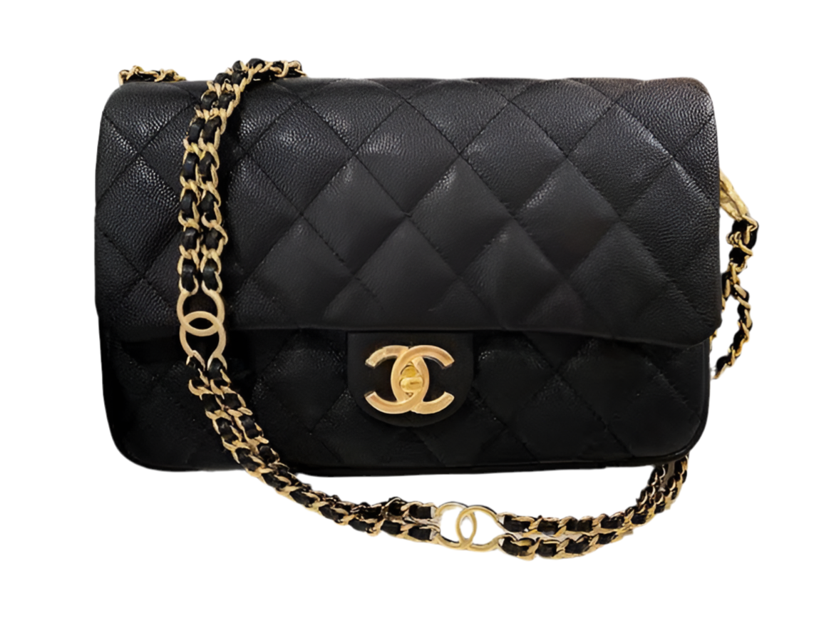 CHANEL 23C MINI FLAP BAG CHAIN GRAINED CALFSKIN BLACK