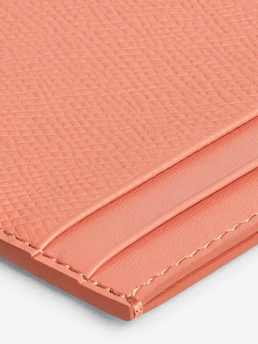 Card Holder in Grained Calfskin Terracotta