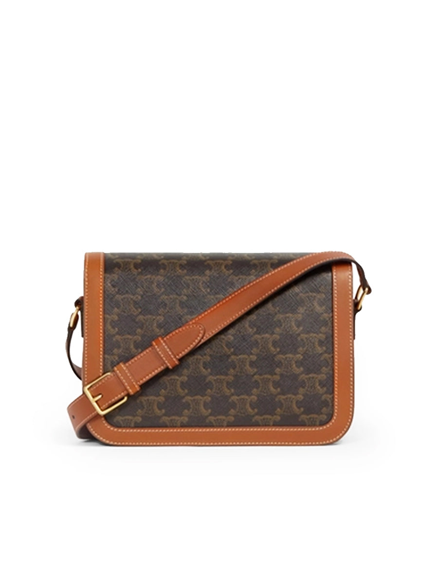 Classique Triomphe Bag in Triomphe Canvas and Calfskin Tan