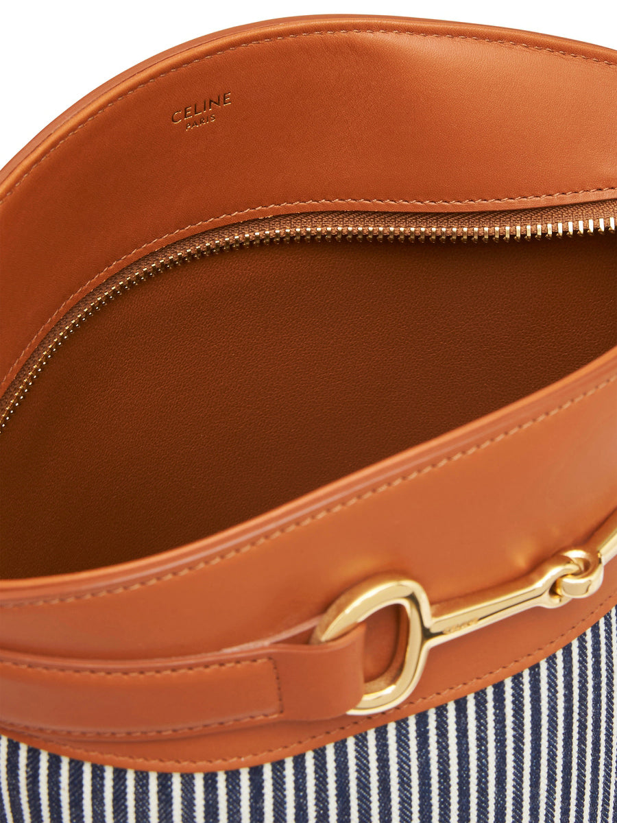 Crecy Bucket Bag in Stripped Canvas and Smooth Leather