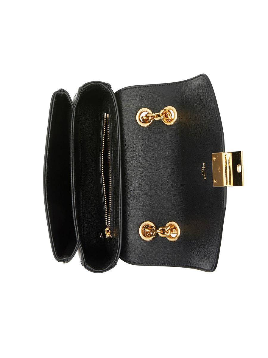 Celine Small C Bag in Black Satinated Leather