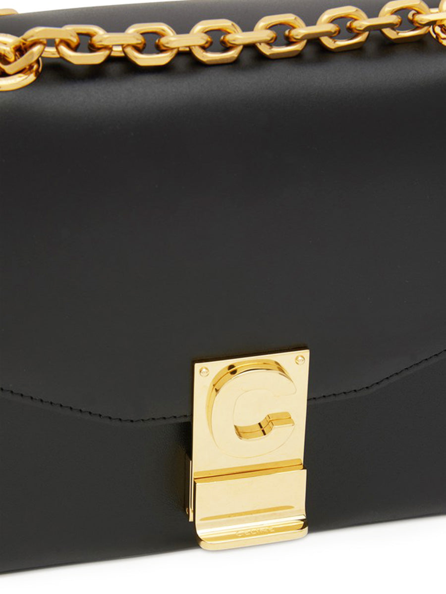 Celine Small C Bag in Black Satinated Leather