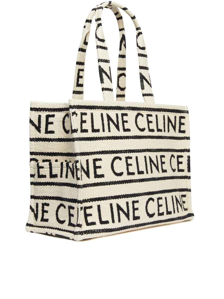 Large Cabas Thais in Textile with Celine All-Over White/Black