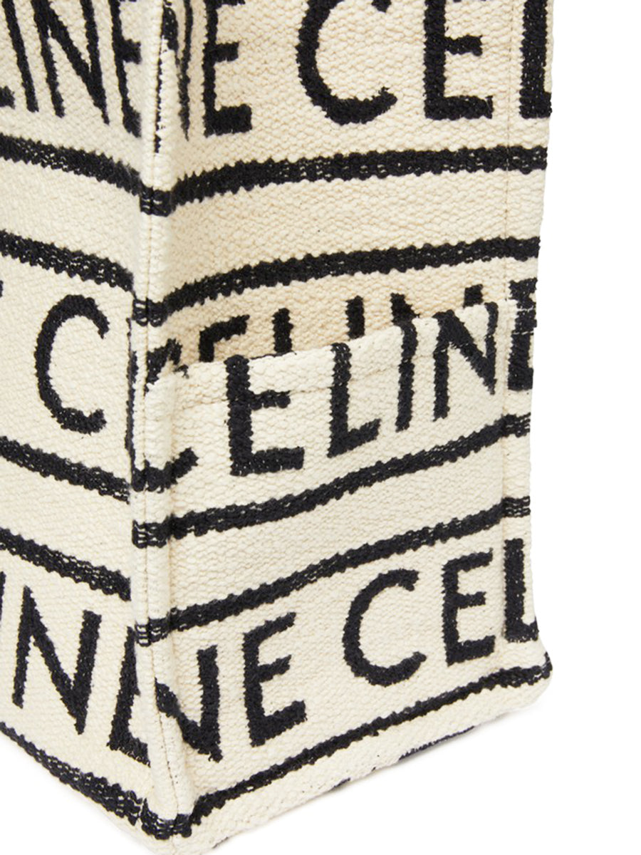 Large Cabas Thais in Textile with Celine All-Over White/Black