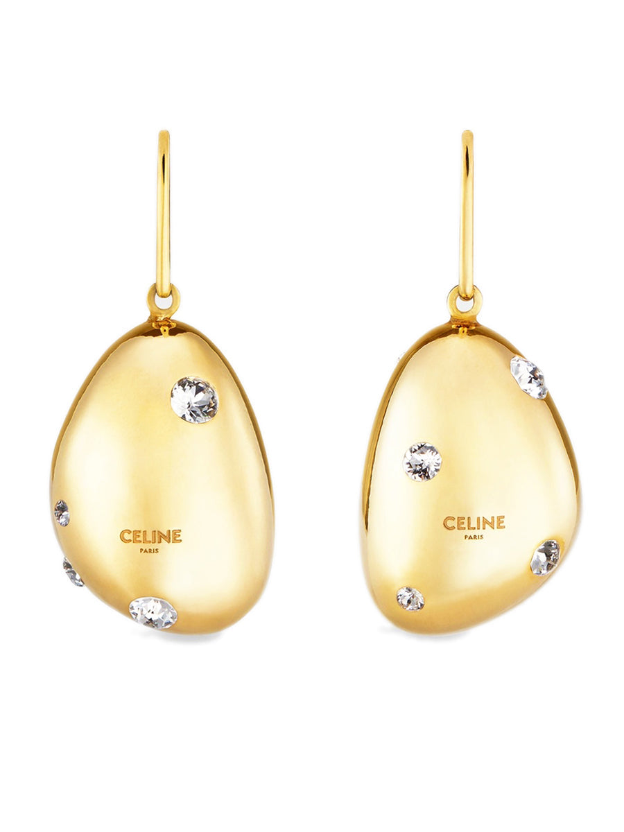 Le Soir Pebbles Earrings in Epoxy Gold Brass and Crystals
