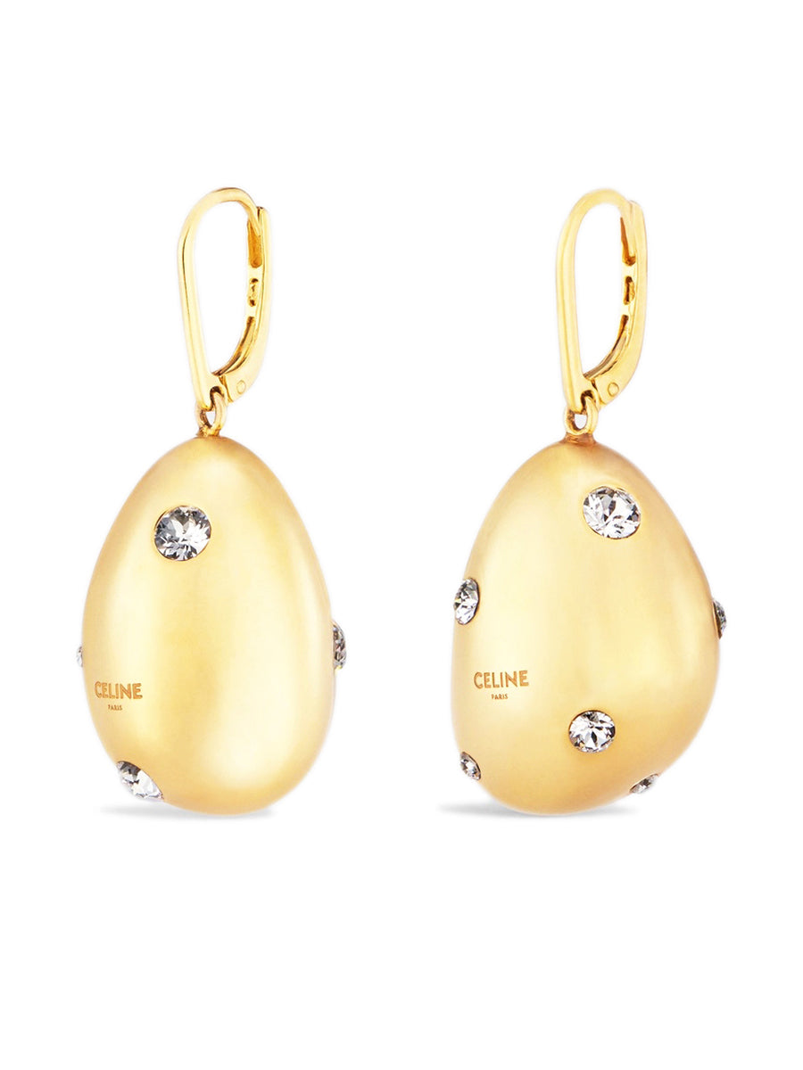Le Soir Pebbles Earrings in Epoxy Gold Brass and Crystals