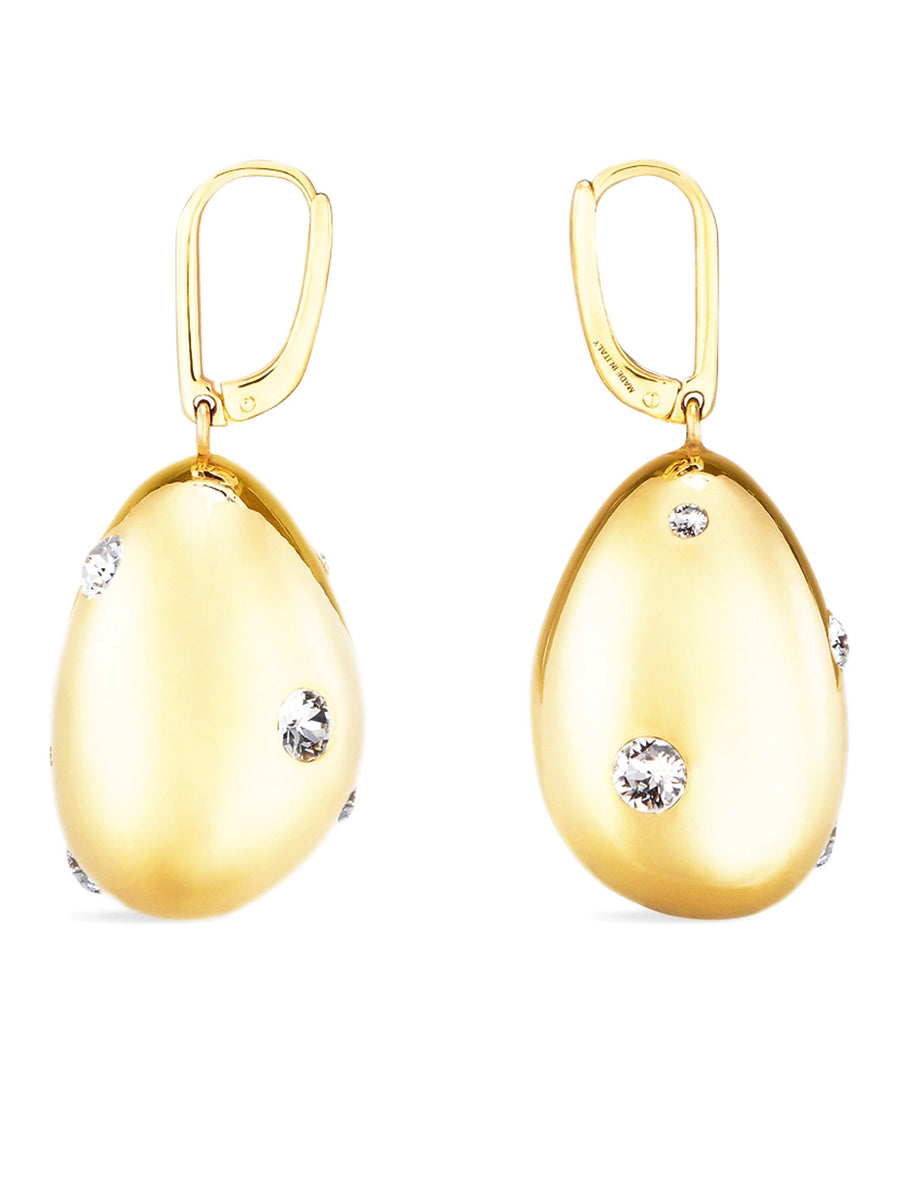 Le Soir Pebbles Earrings in Epoxy Gold Brass and Crystals