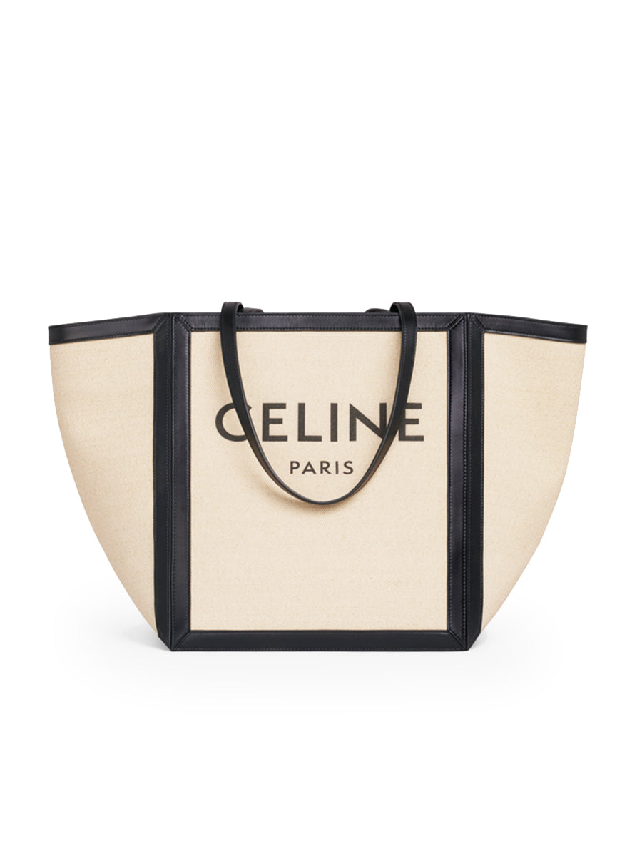 Large Square in Textile with Celine Print & Calfskin