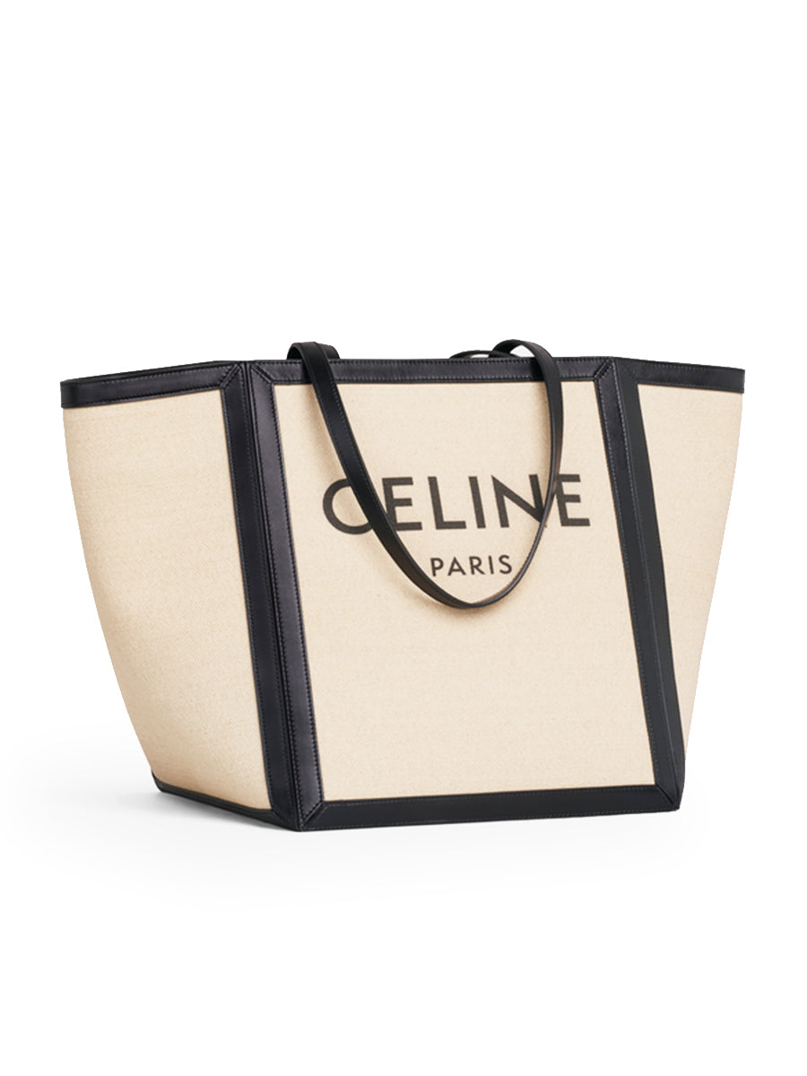 Large Square in Textile with Celine Print & Calfskin