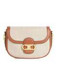 Medium Triomphe Bag On Chain in Calfskin & Canvas
