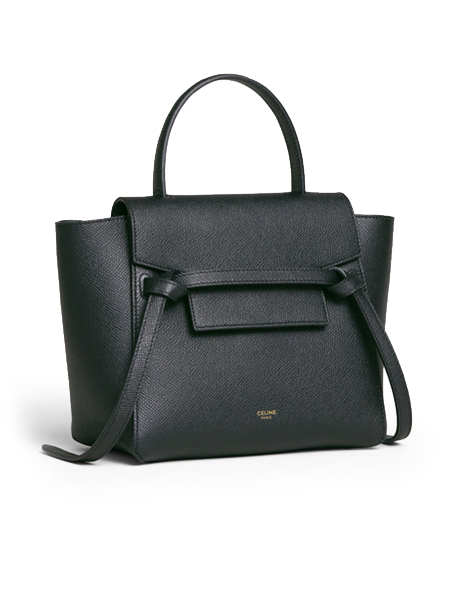 Nano Belt Bag in Gained Calfskin in Black