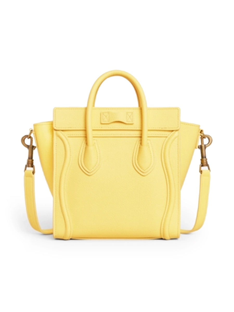 Nano Luggage Bag in Drummed Calfskin in Acacia