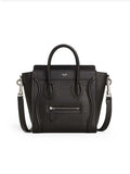 Nano Luggage Bag in Drummed Calfskin Black