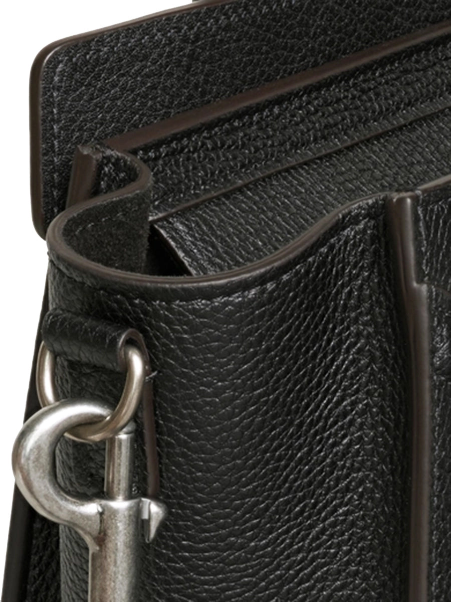 Nano Luggage Bag in Drummed Calfskin Black