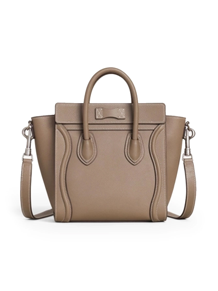 Nano Luggage Bag in Drummed Calfskin in Souris