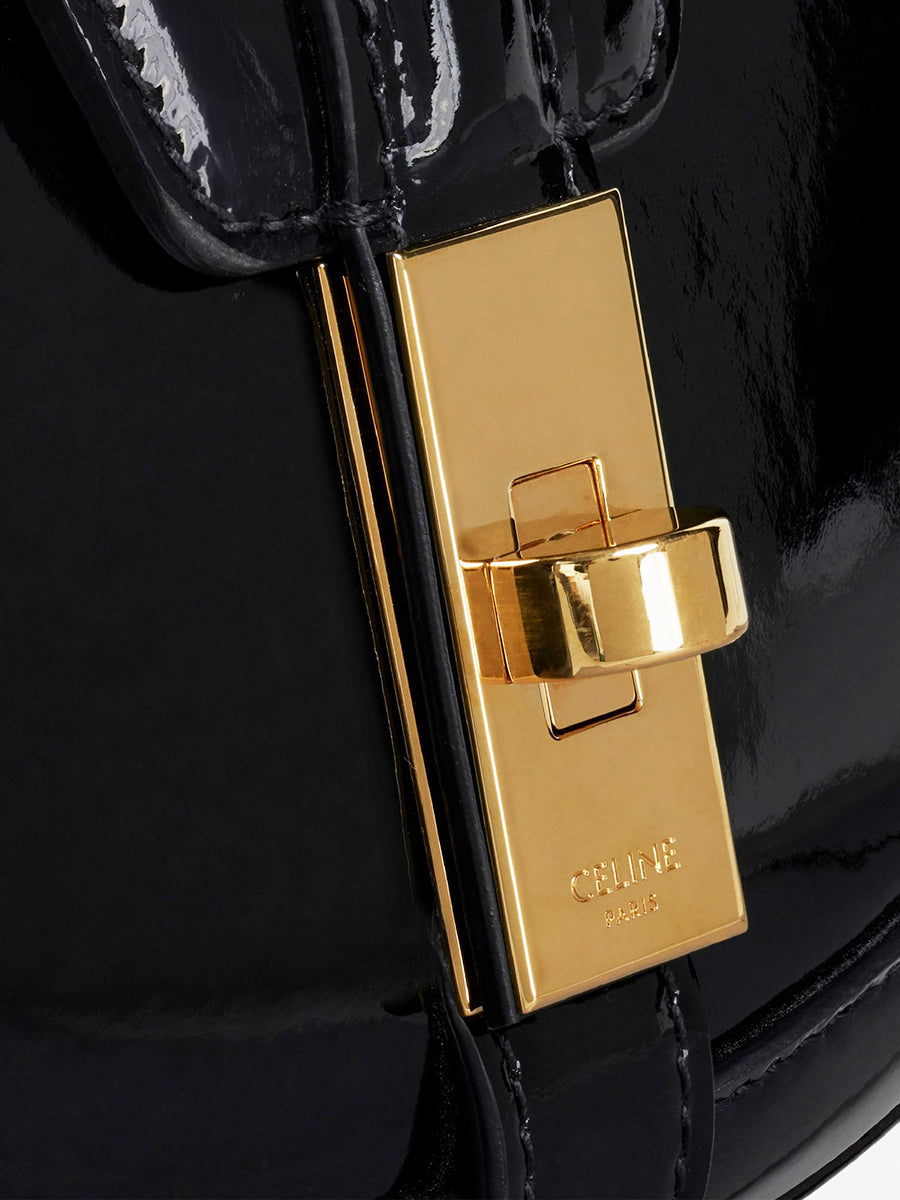 Small Besace 16 Bag in Patent Calfskin Black
