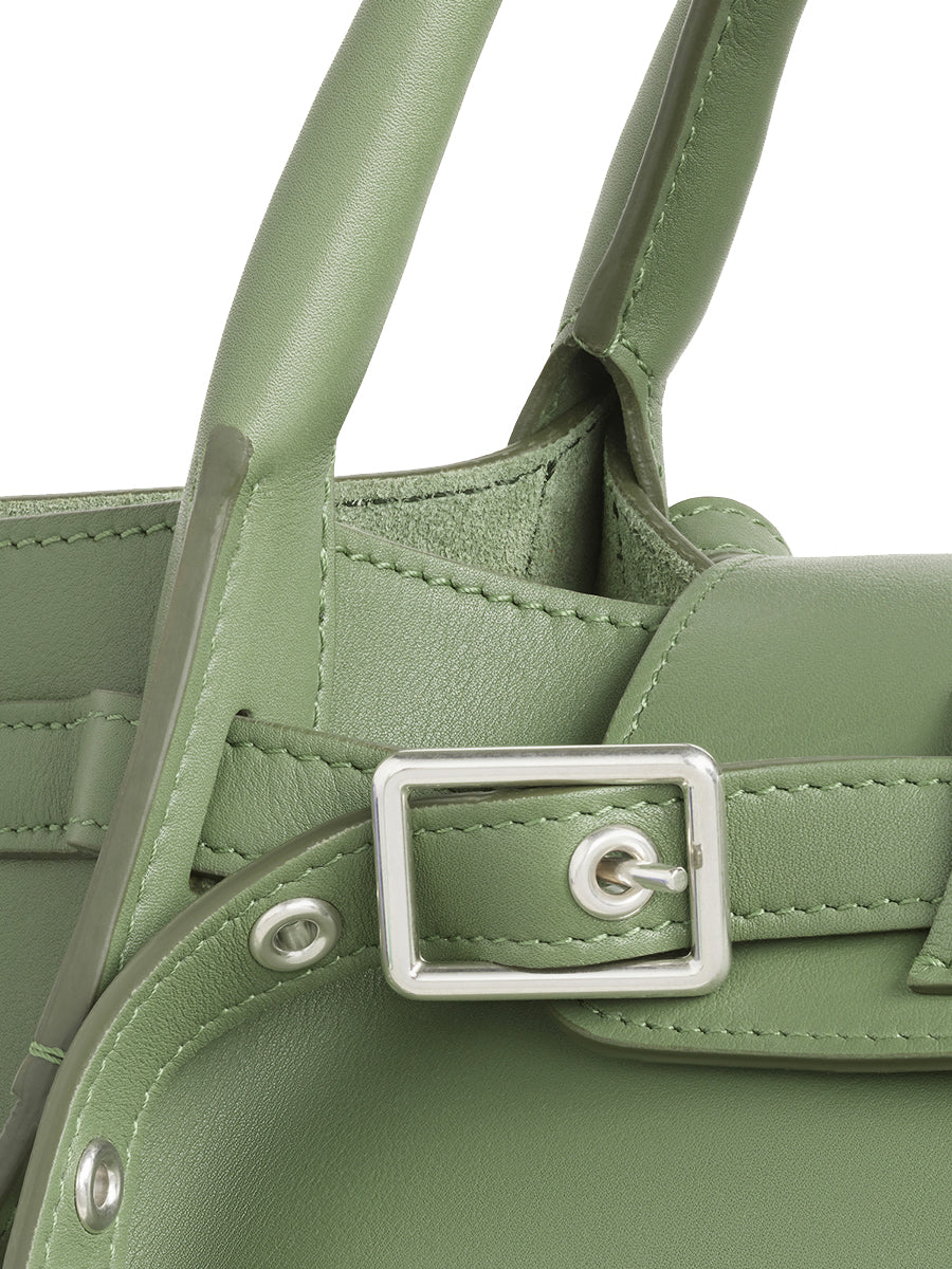 Small Big Bag with Long Strap in Smooth Calfskin in Light Khaki