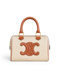Small Boston Cuir Triomphe In Textile And Calfskin Natural/Tan