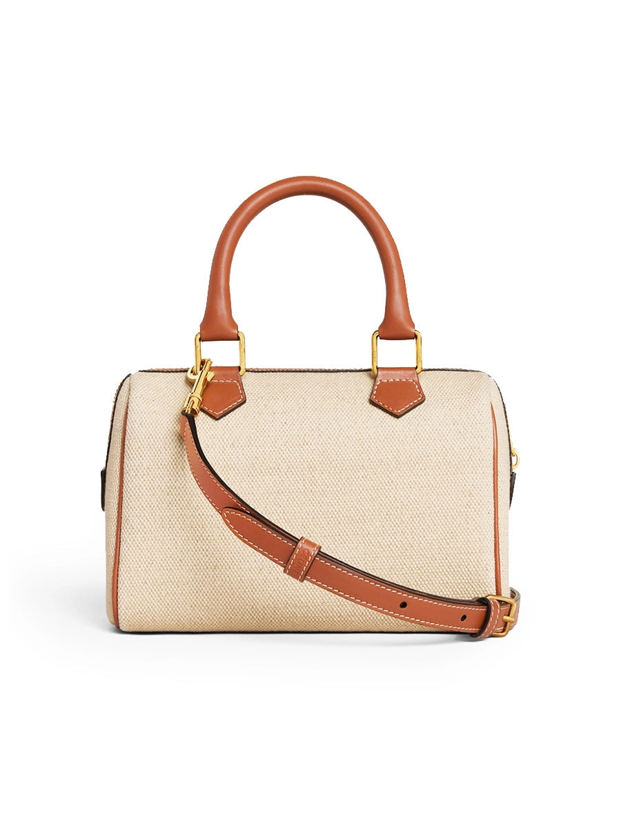 Small Boston Cuir Triomphe In Textile And Calfskin Natural/Tan