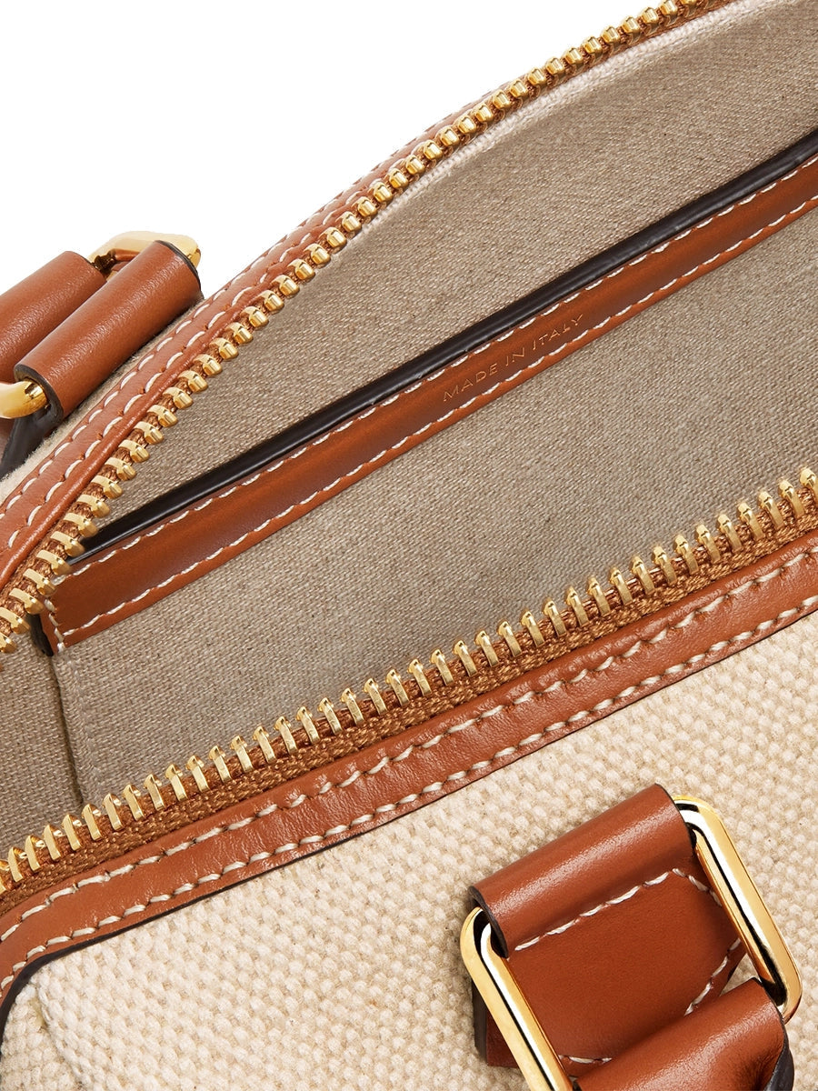 Small Boston Cuir Triomphe In Textile And Calfskin Natural/Tan