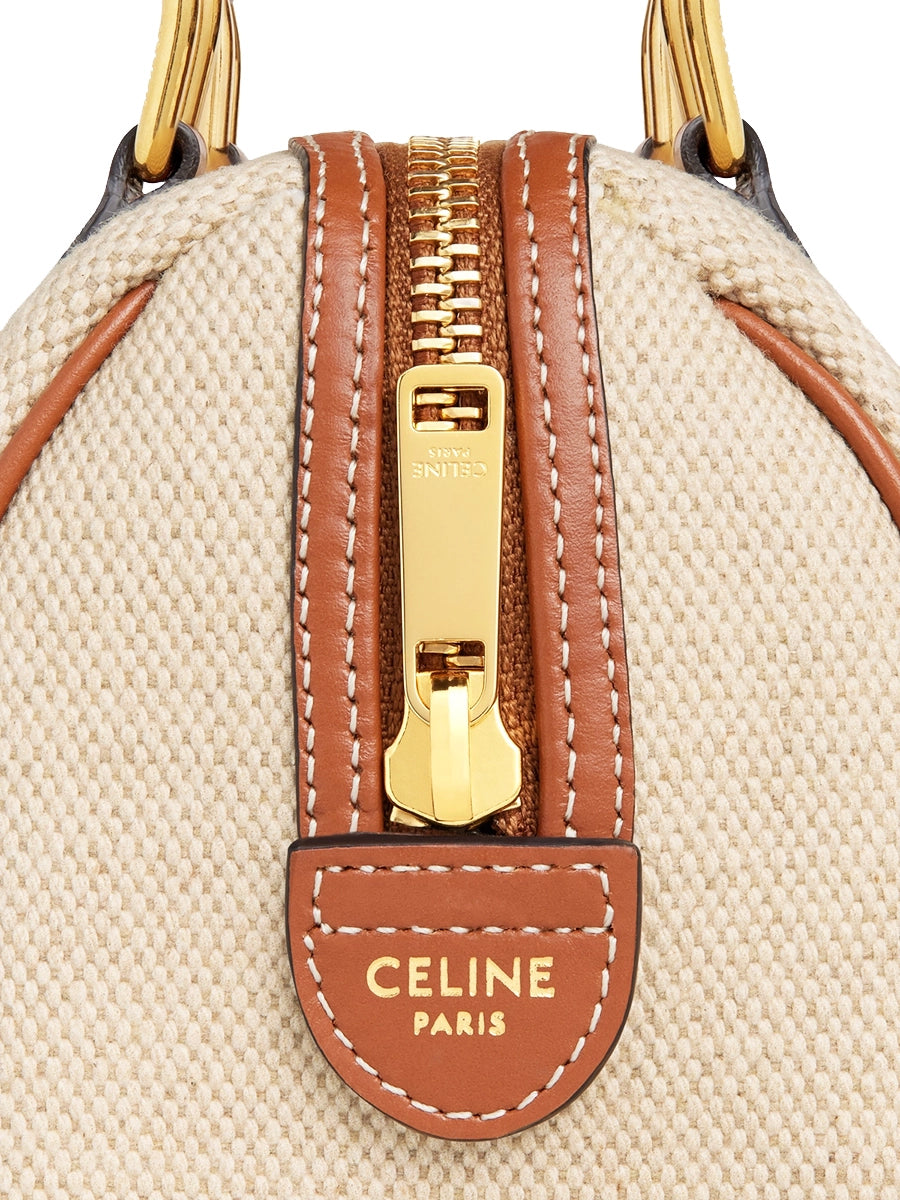 Small Boston Cuir Triomphe In Textile And Calfskin Natural/Tan