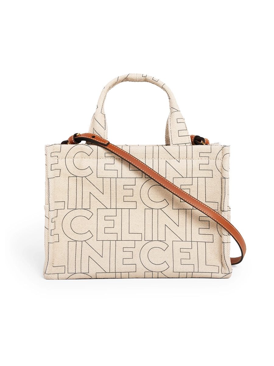 Small Cabas Thais in Textile with Celine All-Over Print Natural/Tan