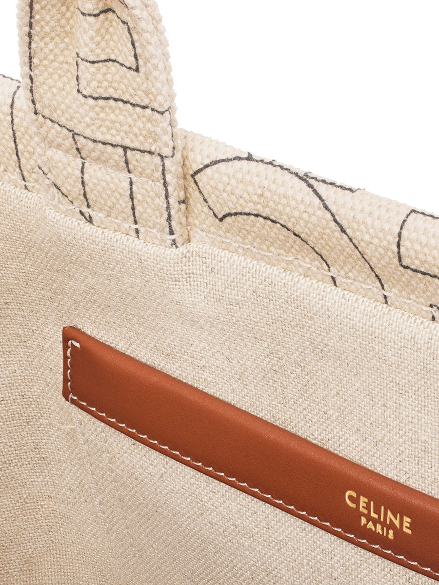 Small Cabas Thais in Textile with Celine All-Over Print Natural/Tan