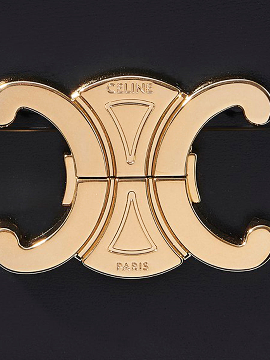 Triomphe Clutch in Shiny Calfskin in Black