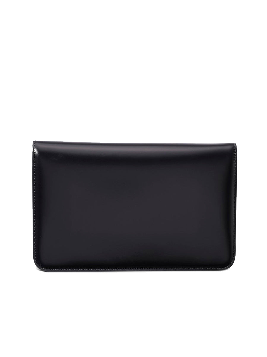 Triomphe Clutch in Shiny Calfskin in Black