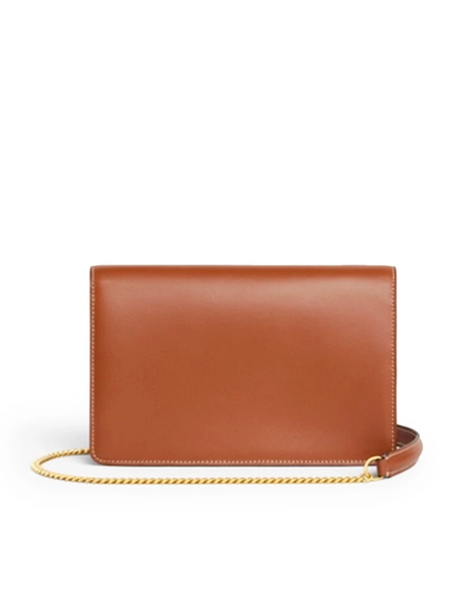 Wallet on Chain Triomphe in Shiny Calfskin Tan