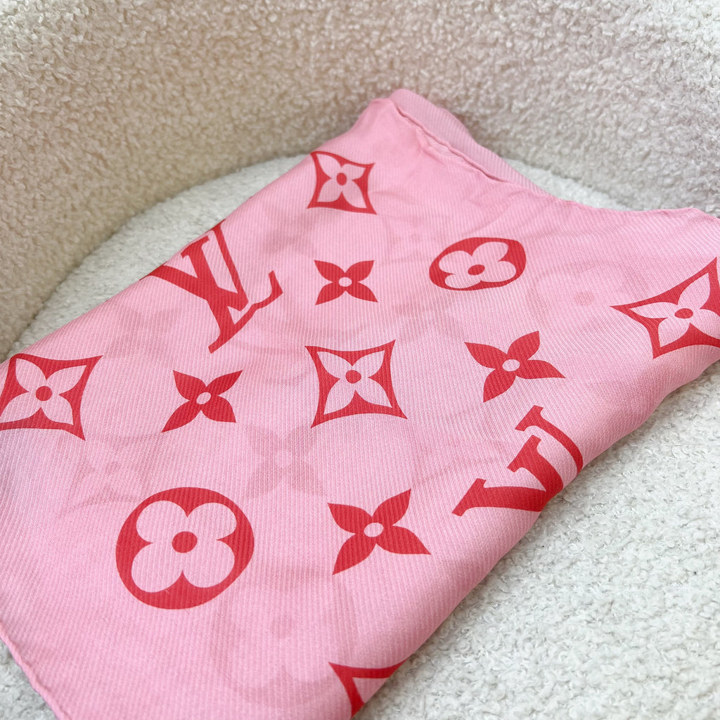 LV Scarf Stole Ideal Rose in Pink 100% Silk