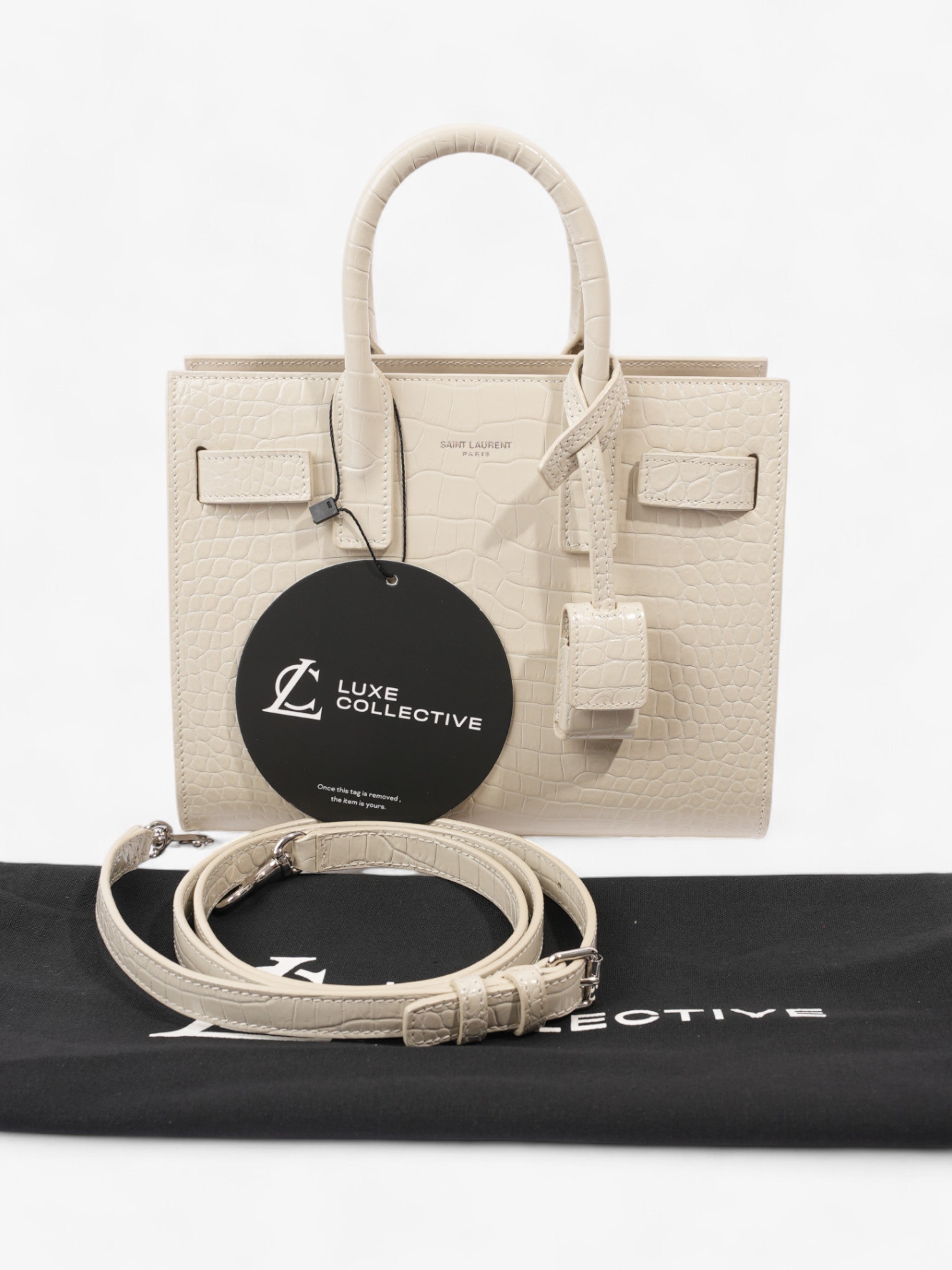 Saint Laurent Sac De Jour Off White Embossed Leather Nano