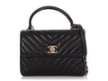 Chanel Medium Chevron-Quilted Black Lambskin Trendy CC Flap
