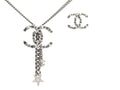 Chanel Logo Necklace & Pierced Earrings Set