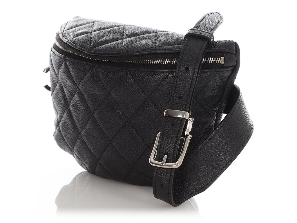 Chanel Black Quilted Caviar Uniform Waist Bag Â 
