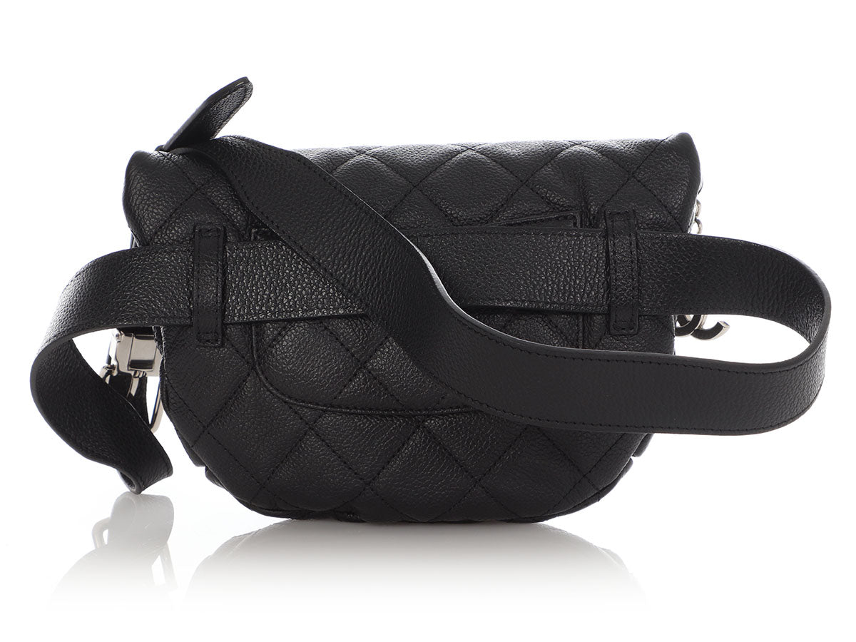 Chanel Black Quilted Caviar Uniform Waist Bag Â 