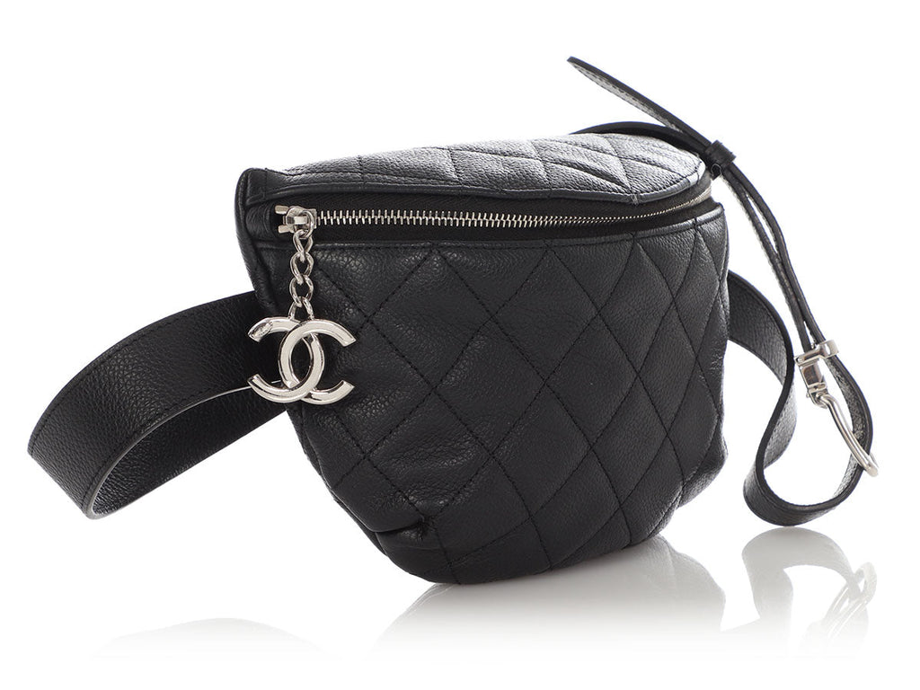 Chanel Black Quilted Caviar Uniform Waist Bag Â 