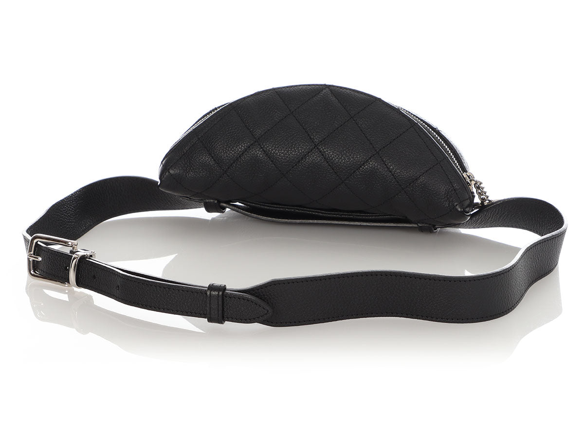 Chanel Black Quilted Caviar Uniform Waist Bag Â 