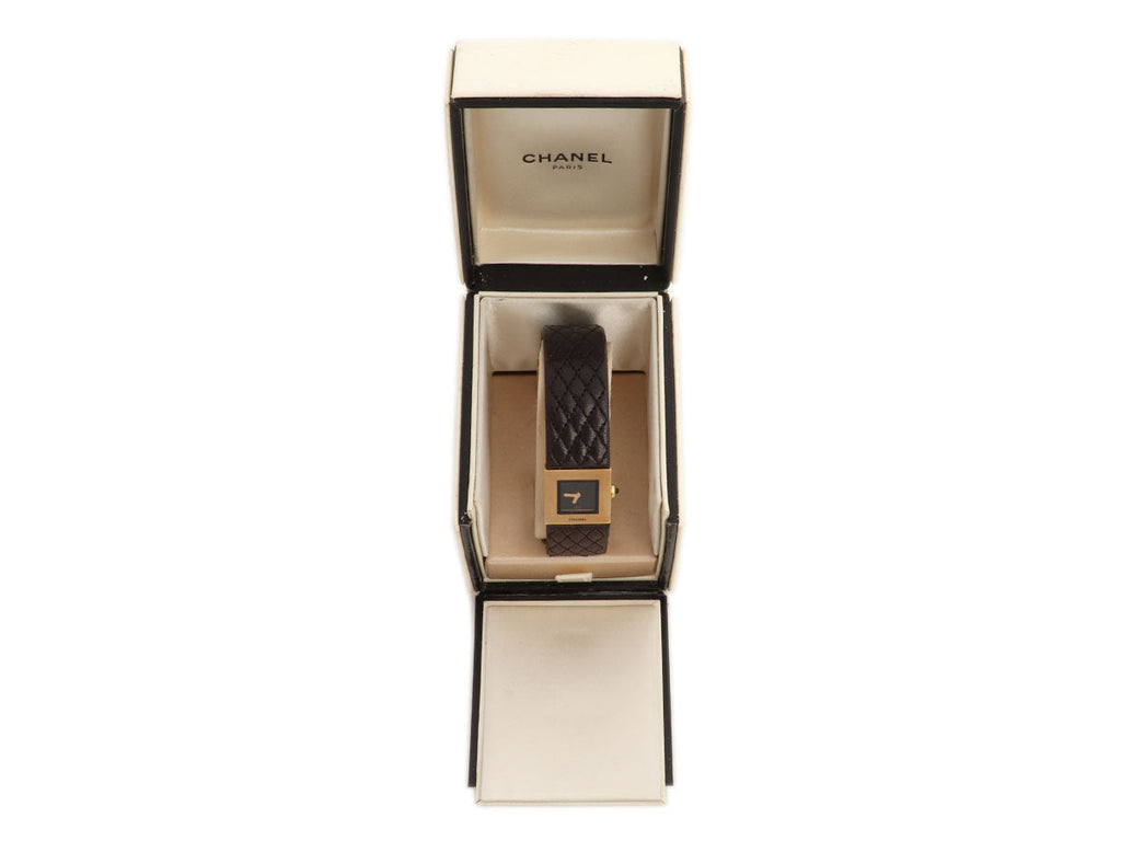 Chanel 18K Yellow Gold Brown MatelassÃ© Leather Watch 19mm