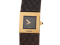 Chanel 18K Yellow Gold Brown MatelassÃ© Leather Watch 19mm