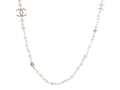 Chanel Long Pearl and Crystal Logo Necklace