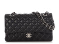 Chanel Medium/Large Black Quilted Lambskin Classic Double Flap