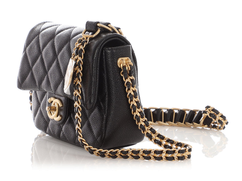 Chanel Mini Black Quilted Caviar MÃ©dallion Flap