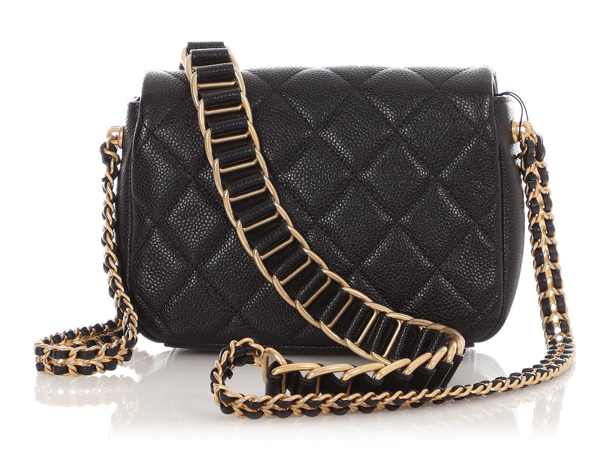 Chanel Mini Black Quilted Caviar MÃ©dallion Flap