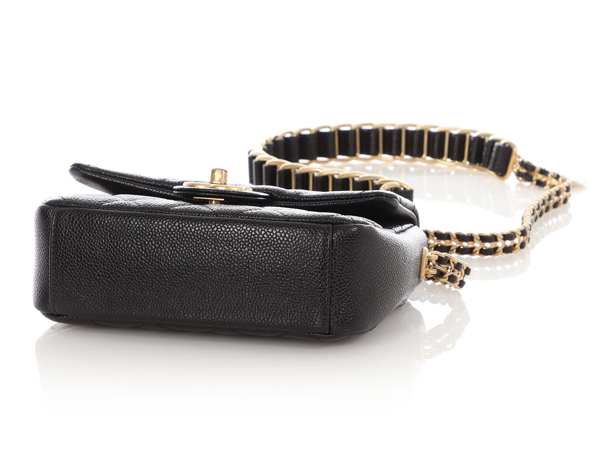 Chanel Mini Black Quilted Caviar MÃ©dallion Flap